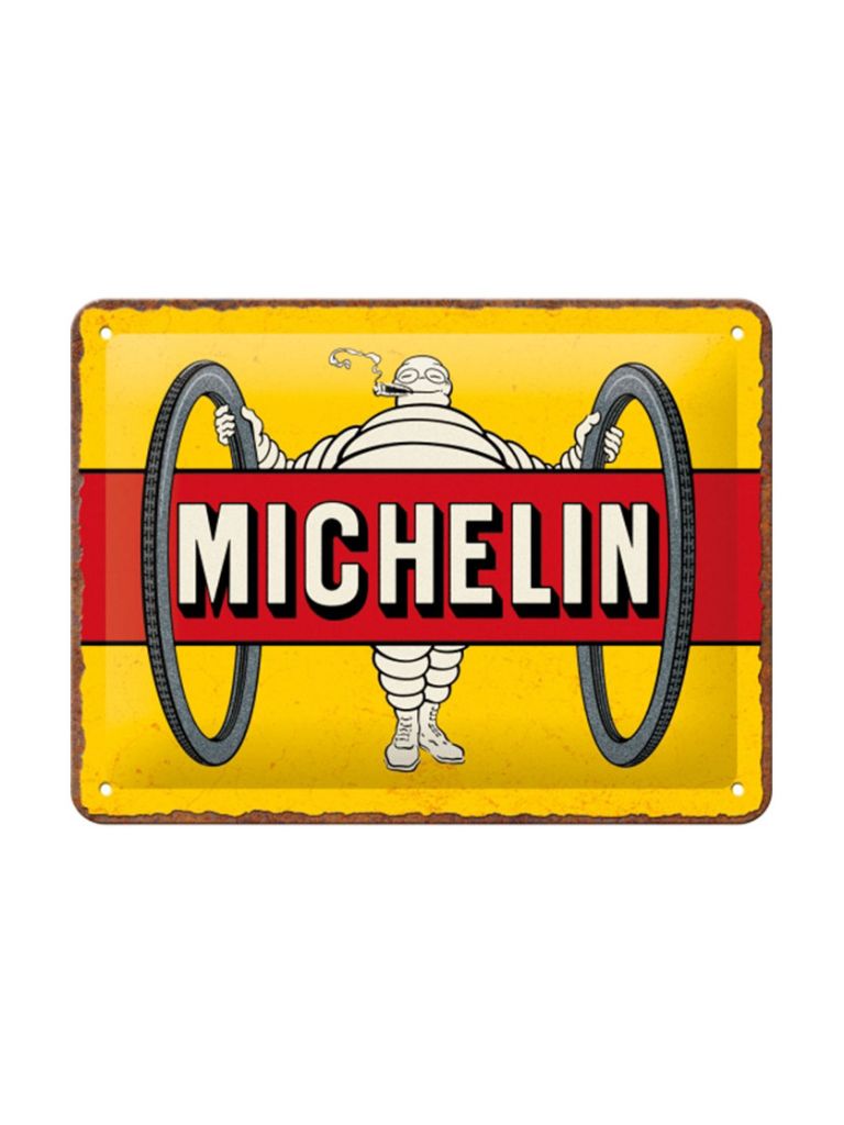 Blechschild 15x20 cm Michelin Tyres Bibendum Yellow
