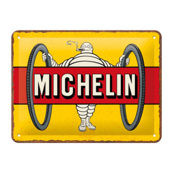 Blechschild 15x20 cm Michelin Tyres Bibendum Yellow