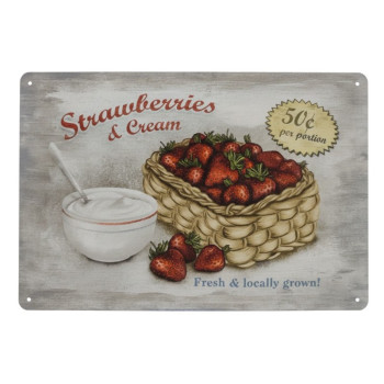 Blechschild 20x30 cm Strawberries and Cream