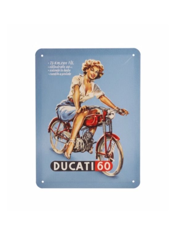 Blechschild 15x20 cm Ducati Cilindrata 60 Pin Up
