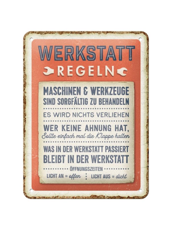 Blechschild 15x20 cm Werkstattregeln