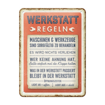 Blechschild 15x20 cm Werkstattregeln