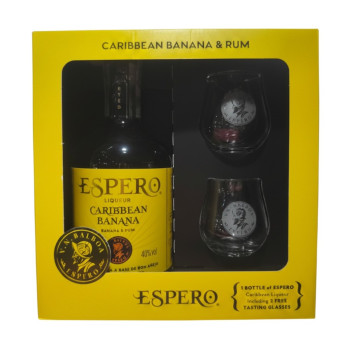 Espero Liqueur Caribbean Banana 0,7 l 40% set with glass