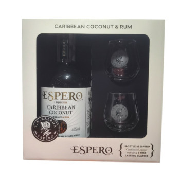 Espero Liqueur Caribbean Coconut 0,7 l 40% set with glass