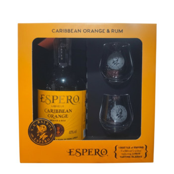 Espero Liqueur Caribbean Orange 0,7 l 40% set with glass