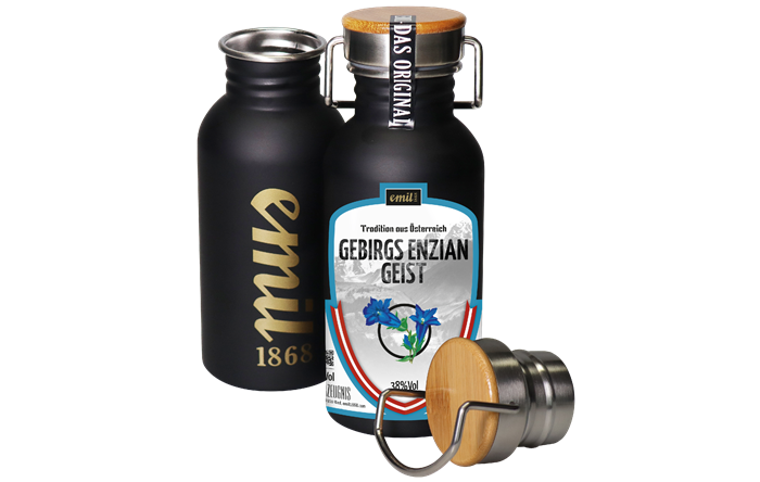 Emil Gebirgs Gentian Liqueur 0,5 l 38% Stainless Steel Bottle
