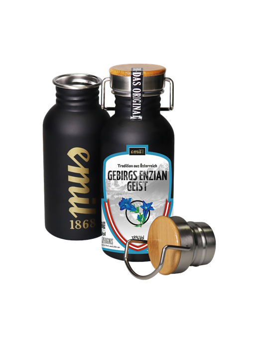 Emil Gebirgs Gentian Liqueur 0,5 l 38% Stainless Steel Bottle