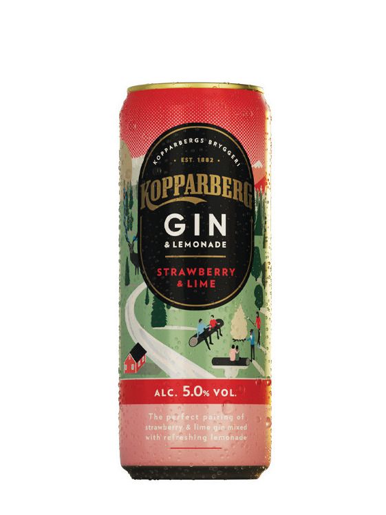 Kopparberg Gin&Lemonade Strawberry & Lime RTD 0,25 l 5% tin