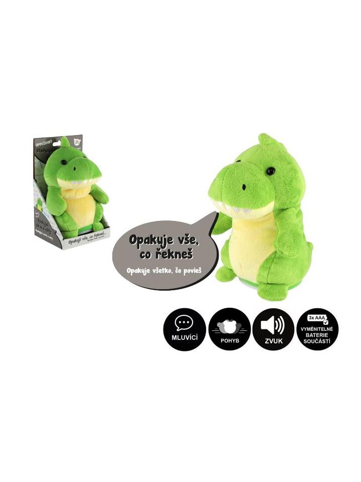 Dinosaurus Rexík opakující věty plyš 18cm na baterie se zvukem v krabici 12x20x10cm
