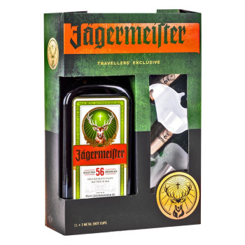 Jägermeister + 3x Glass 1L 35% - 1