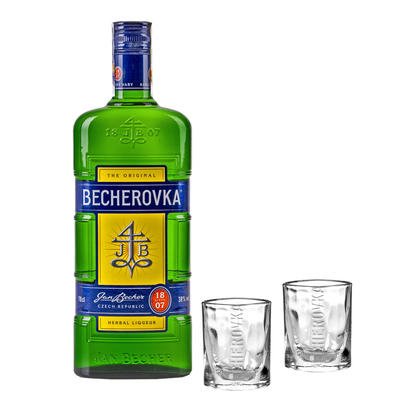 Becherovka Original 0,7 L 38% + 2 glasses | Excaliburshop
