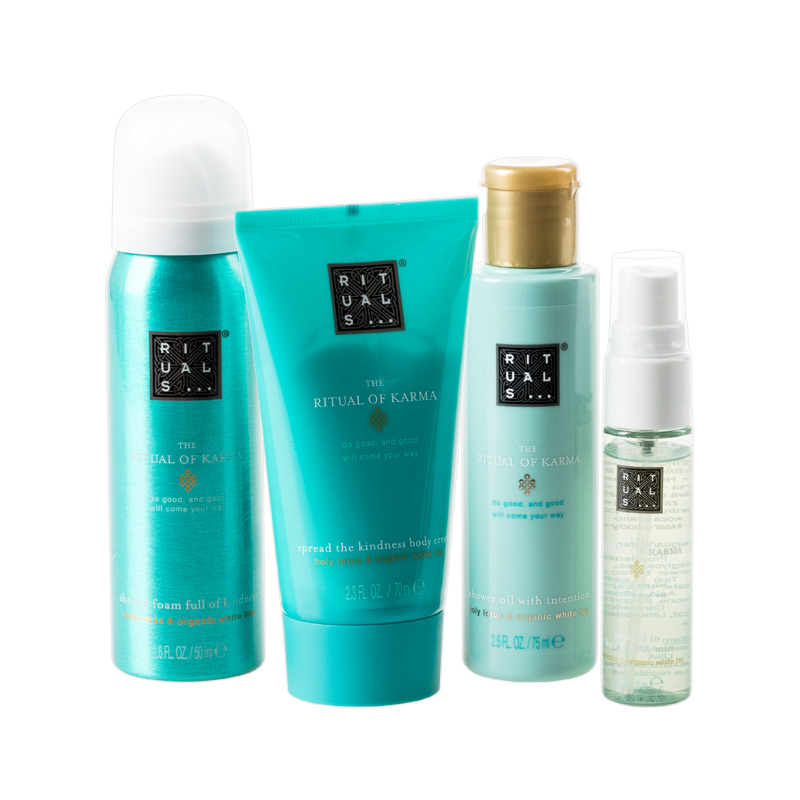 Rituals Karma Set : Foaming SG 50 ml + Shower Oil 75 ml + BL + Bed and Body  Mist