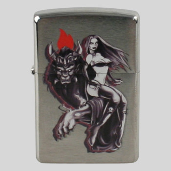 Zippo chrom gebürstet color BS Deamon Lion 2001566