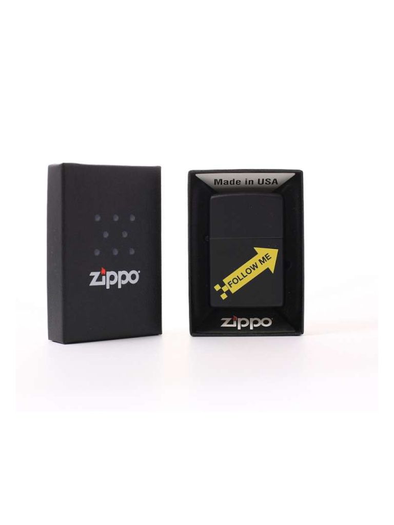 ZIPPO schwarz color "FOLLOW ME" Eg