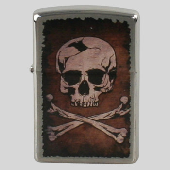 Zippo chrom gebürstet Emblem Bad Skull 2002446