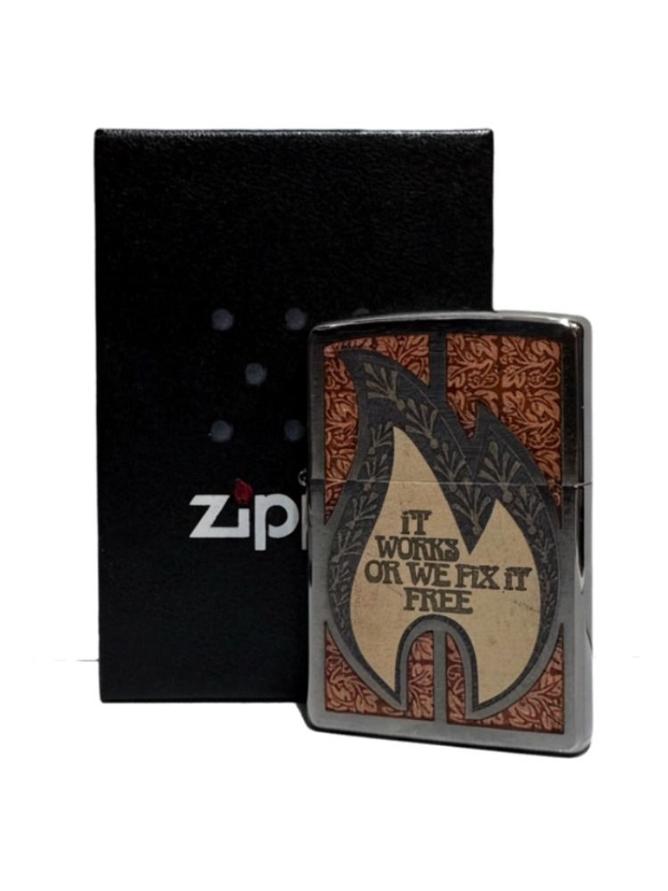 Zippo chrom geb. col. "It works Or We..." 60001005