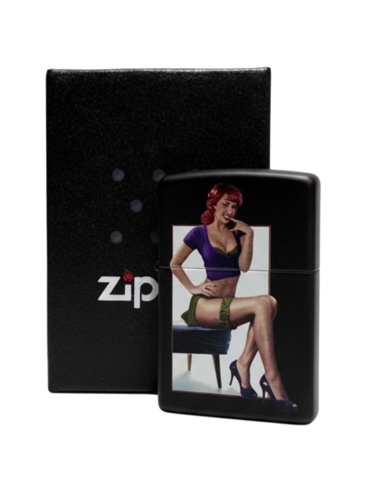 Zippo schw. matt color"Rockabilly sitting lady" 60002622