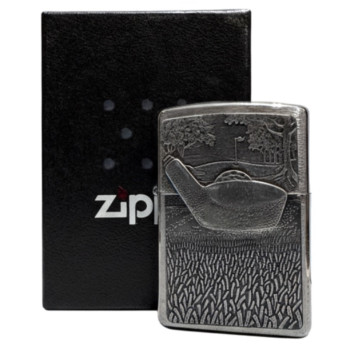 Zippo sat. finish Plakette  Golfer 3D 2002824