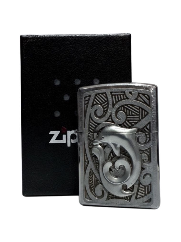 Zippo chrom gebürstet Plakette "Maori Dolphin" 2004495