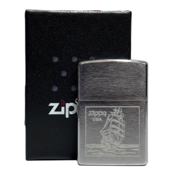 Zippo chrom gebürstet graviert "Zippo Sailboot" 60000143