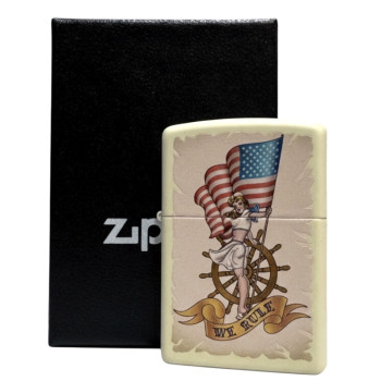 Zippo creme color "Pin Up Nautical with Flag" 60000027