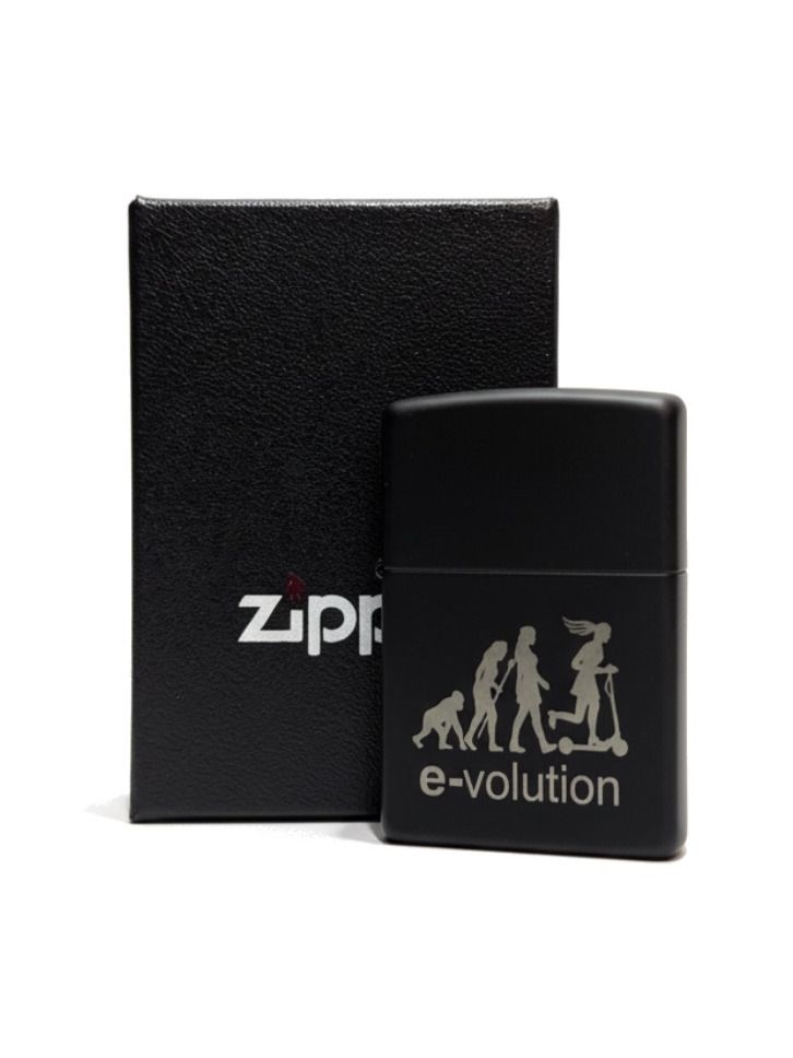 ZIPPO schwarz Media chrom gelasert "e-volution" HA