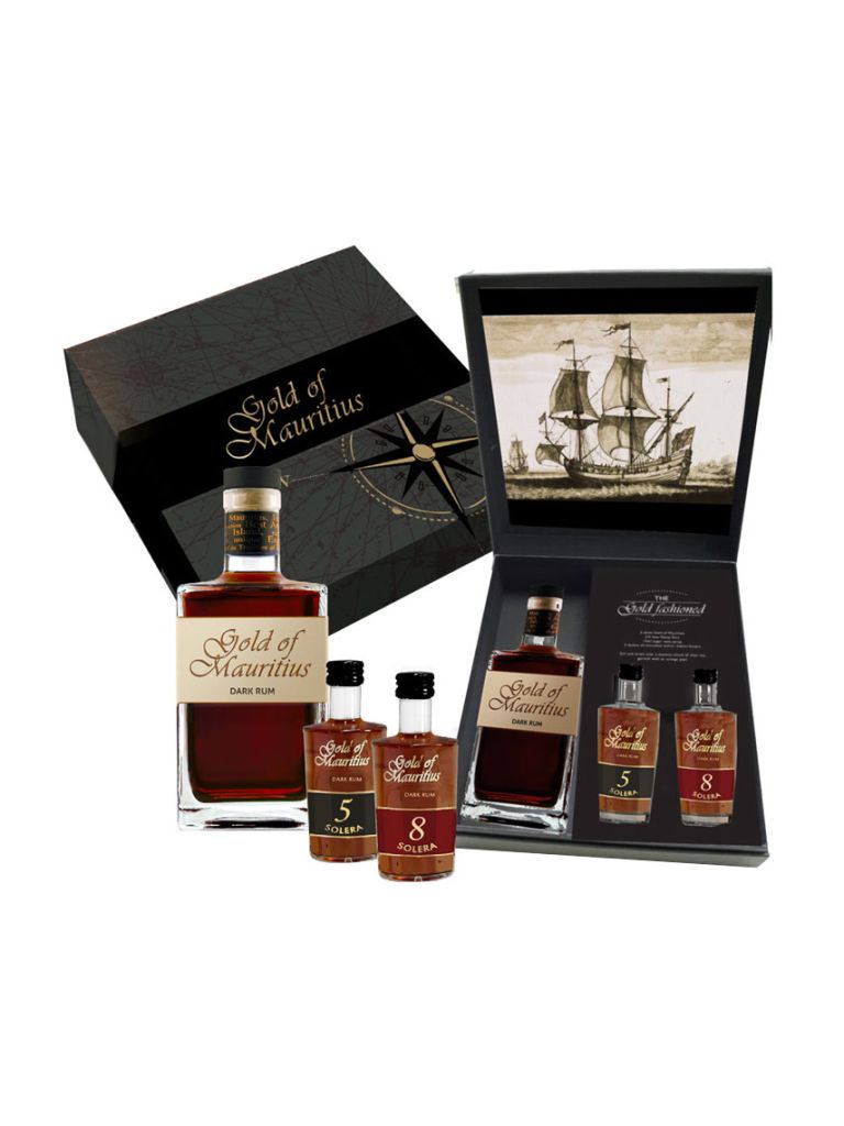 Gold of Mauritius Rum 40% 0,7 l + 5Y 0,05 l + 8Y 0,05 l Giftbox