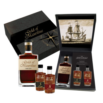 Gold of Mauritius Rum 40% 0,7 l + 5Y 0,05 l + 8Y 0,05 l Giftbox